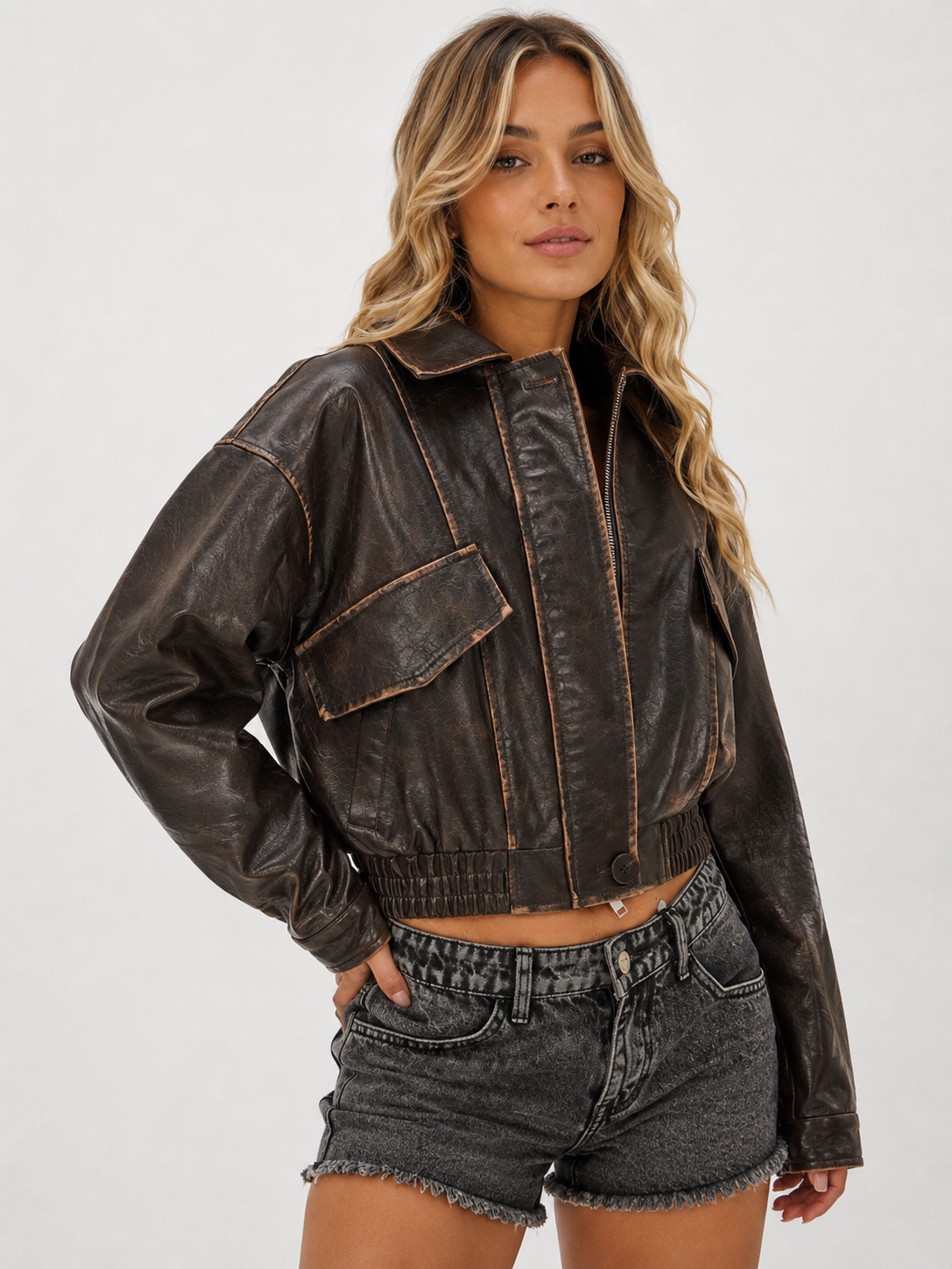 CAMPERA BOMBER VINTAGE CORTA