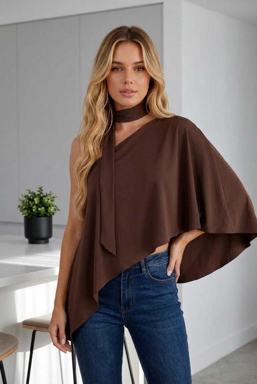 Capa Off-Shoulder con Bufanda