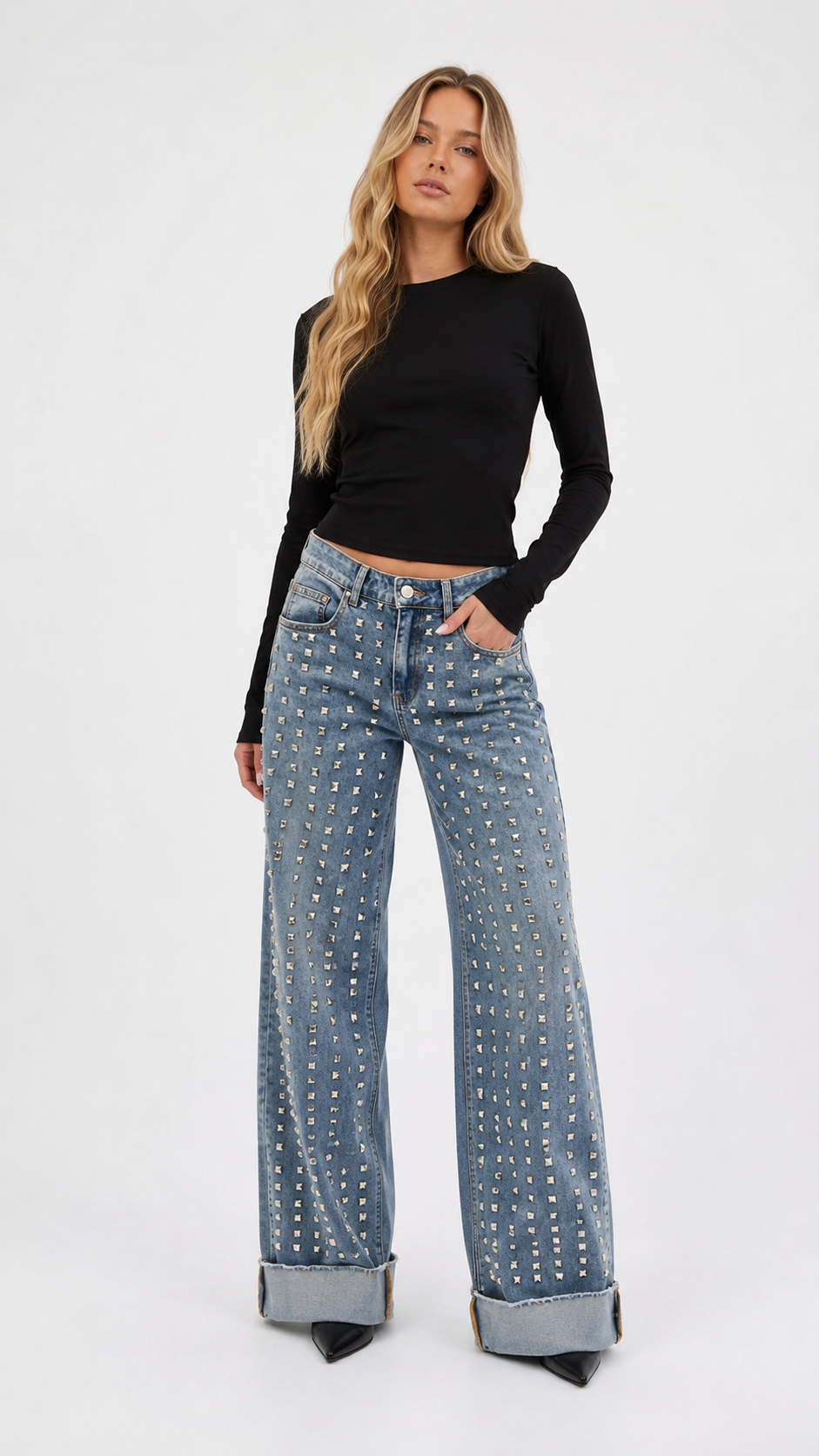 JEANS TACHAS CLARO
