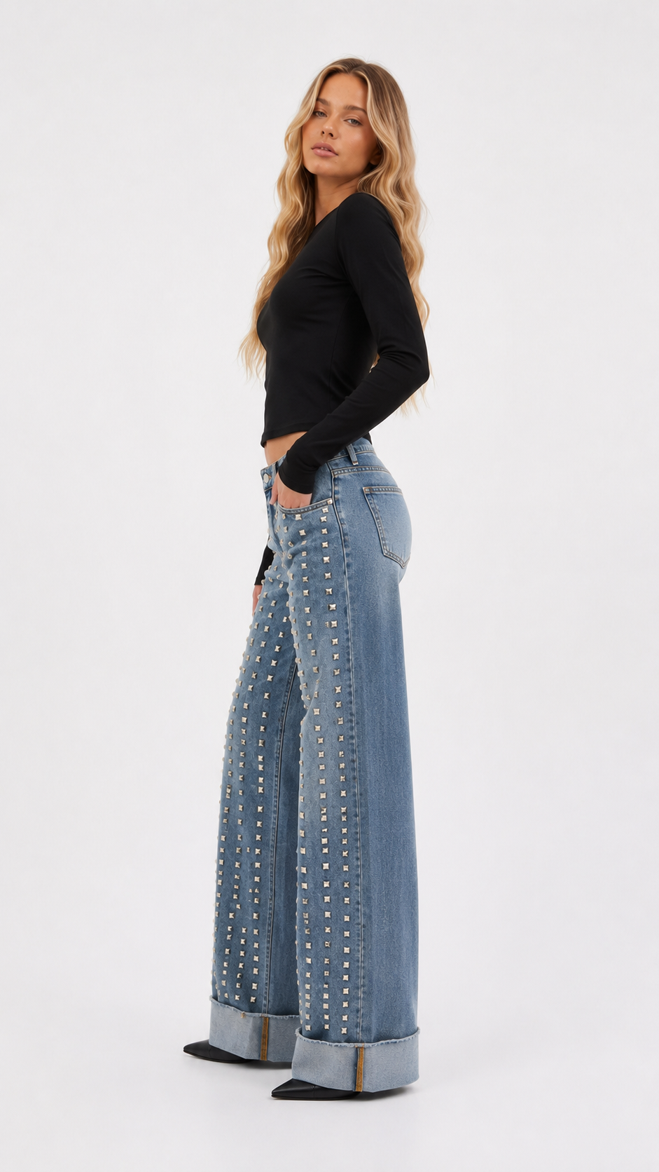 JEANS TACHAS CLARO