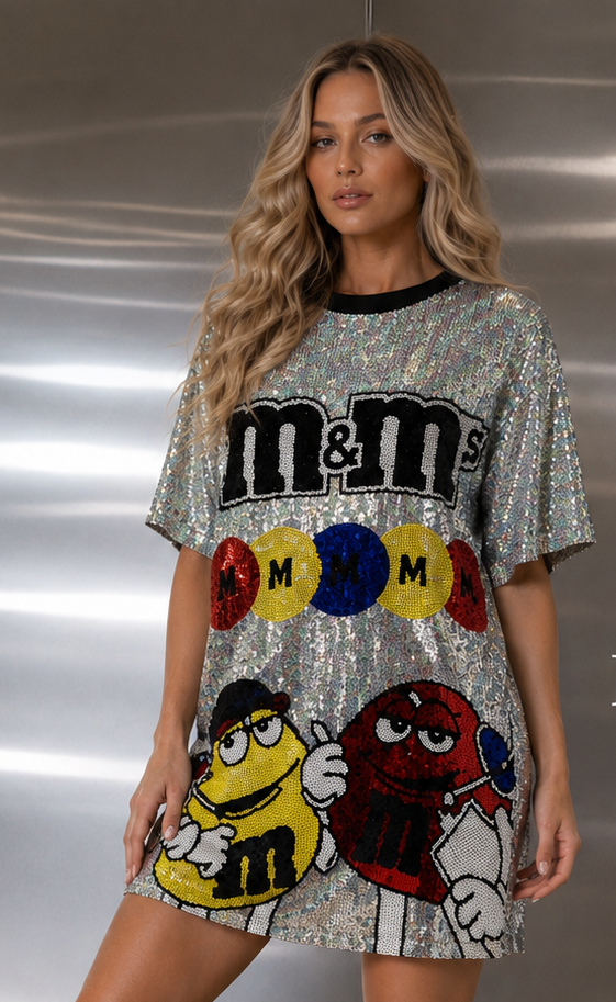 Vestido M&Ms - Lentejuelas Plateadas Oversize